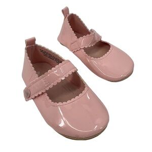 H&M Pink Patent Scalloped Edge Hook And Loop Mary Janes Size 2 Toddler Girl's